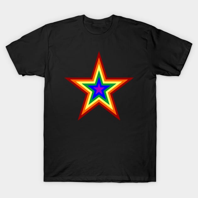 Rainbow Gay Pride Star Pentagram T-Shirt by Muzehack